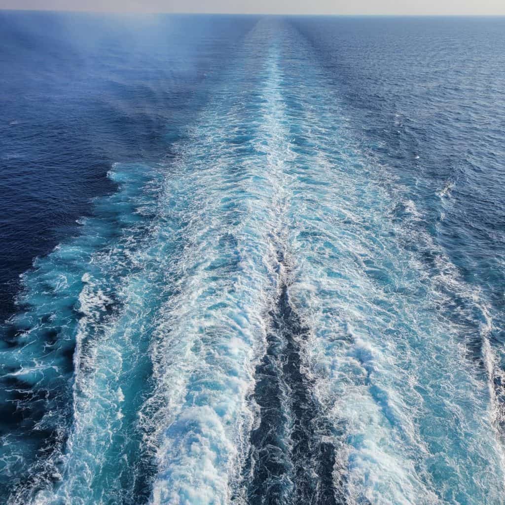 The wake behind a cruise ship