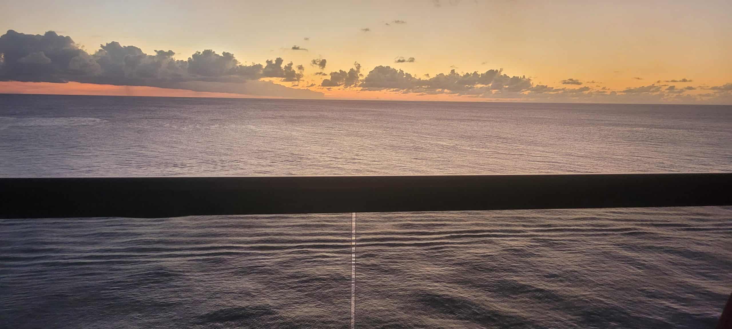 Sunset from a cruise ship balcony