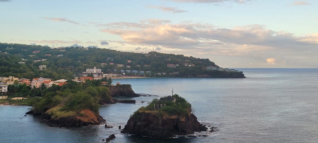 Small island at the port in St. Lucia