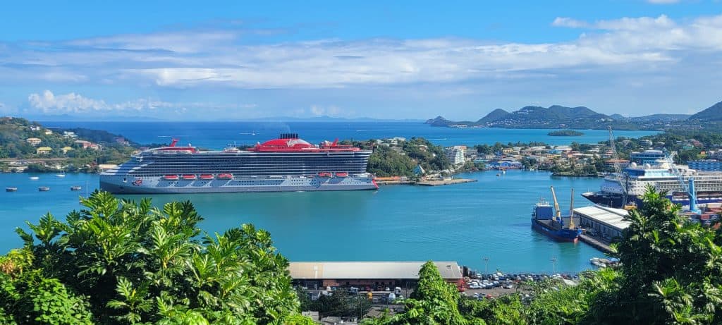 Cruise ship from a scenic overlook