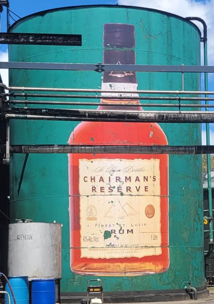 Rum Vat with an old rum bottle painted on the front