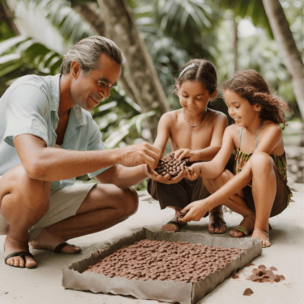 AI Family working with cocoa beans