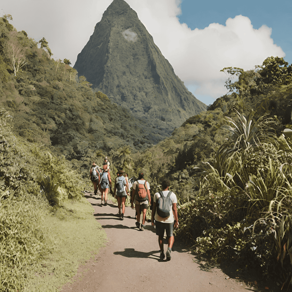 AI image of hikers and a mountain