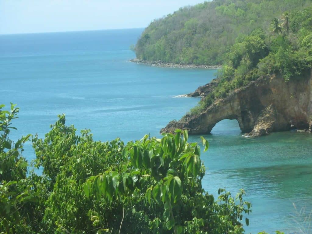 Rock arch in the Ocean in St. Lucia