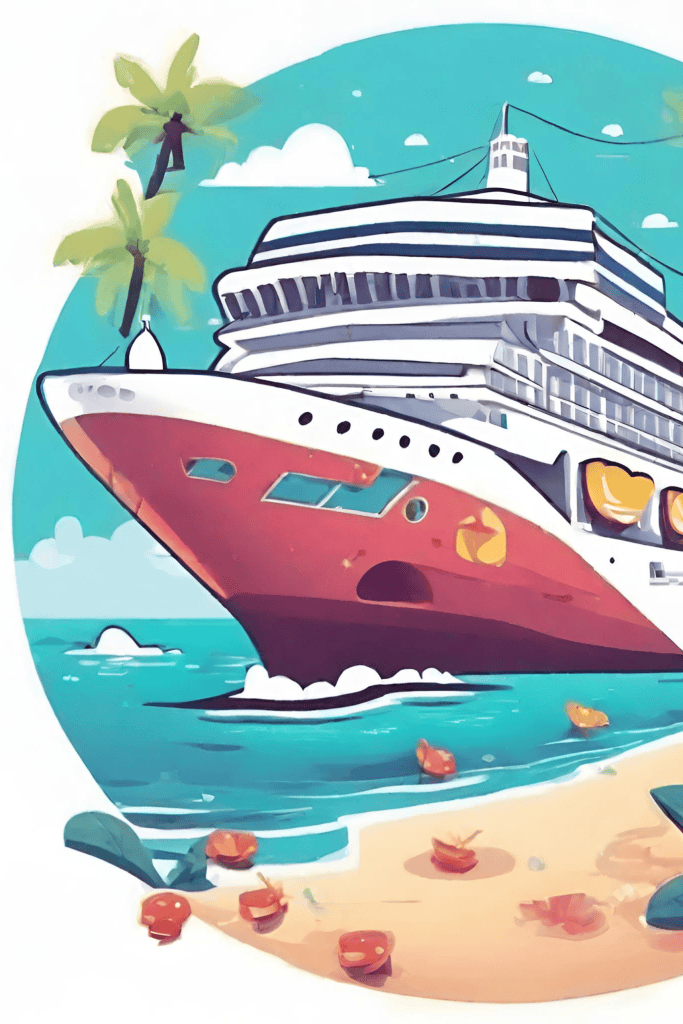 Cartoon front of cruise ship