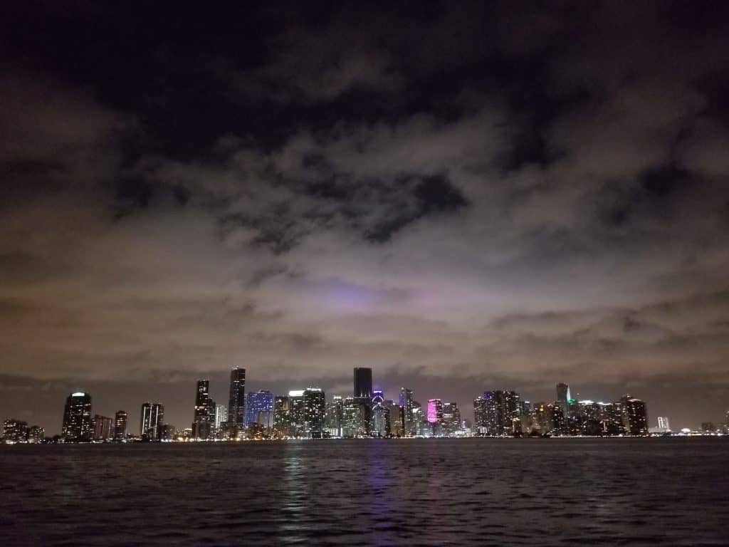 Miami coastline at night