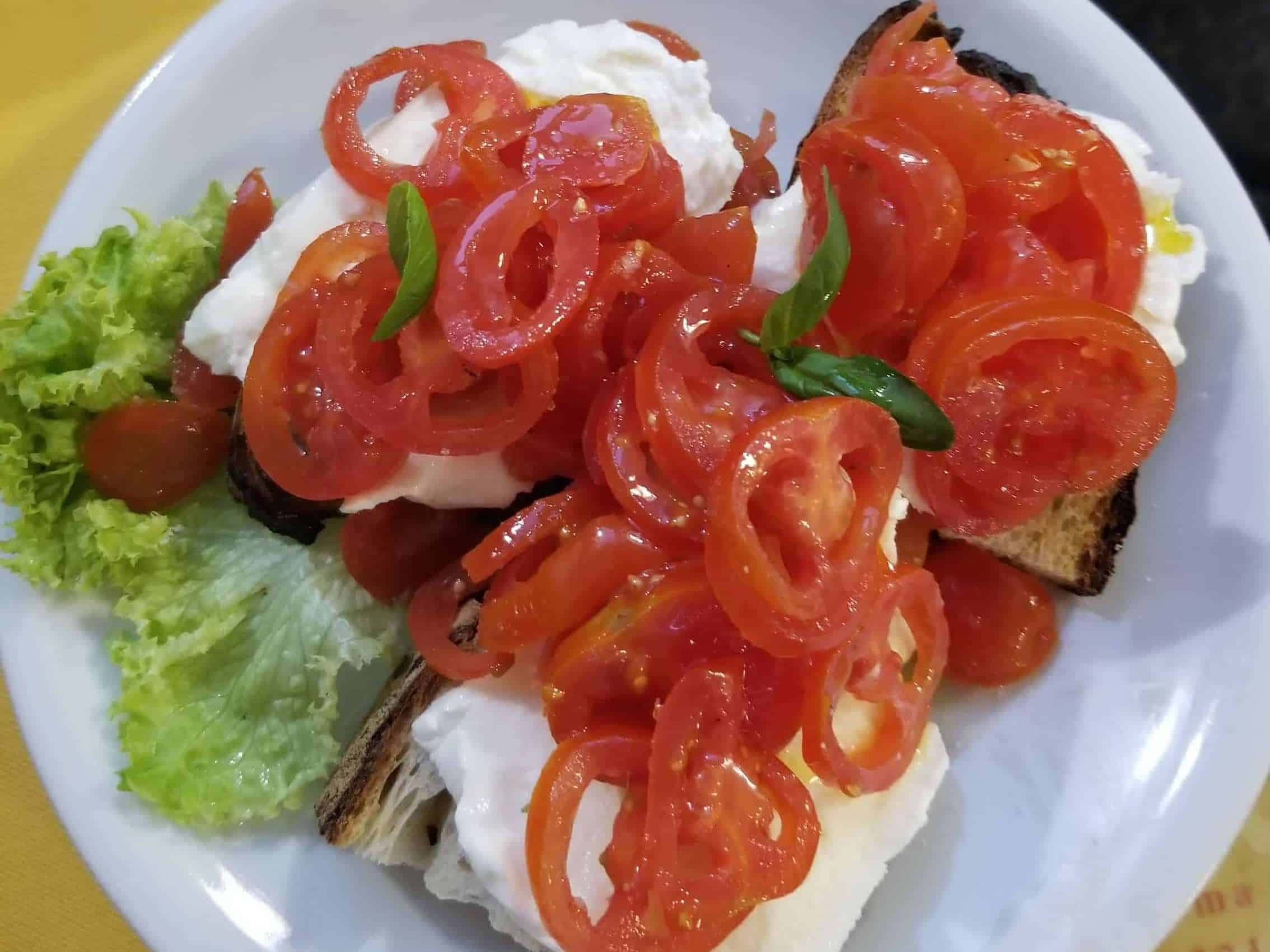 Cheesy tomato bread in Italy