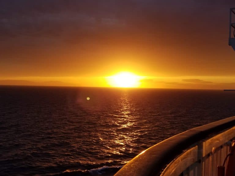 Sunset from a cruise balcony