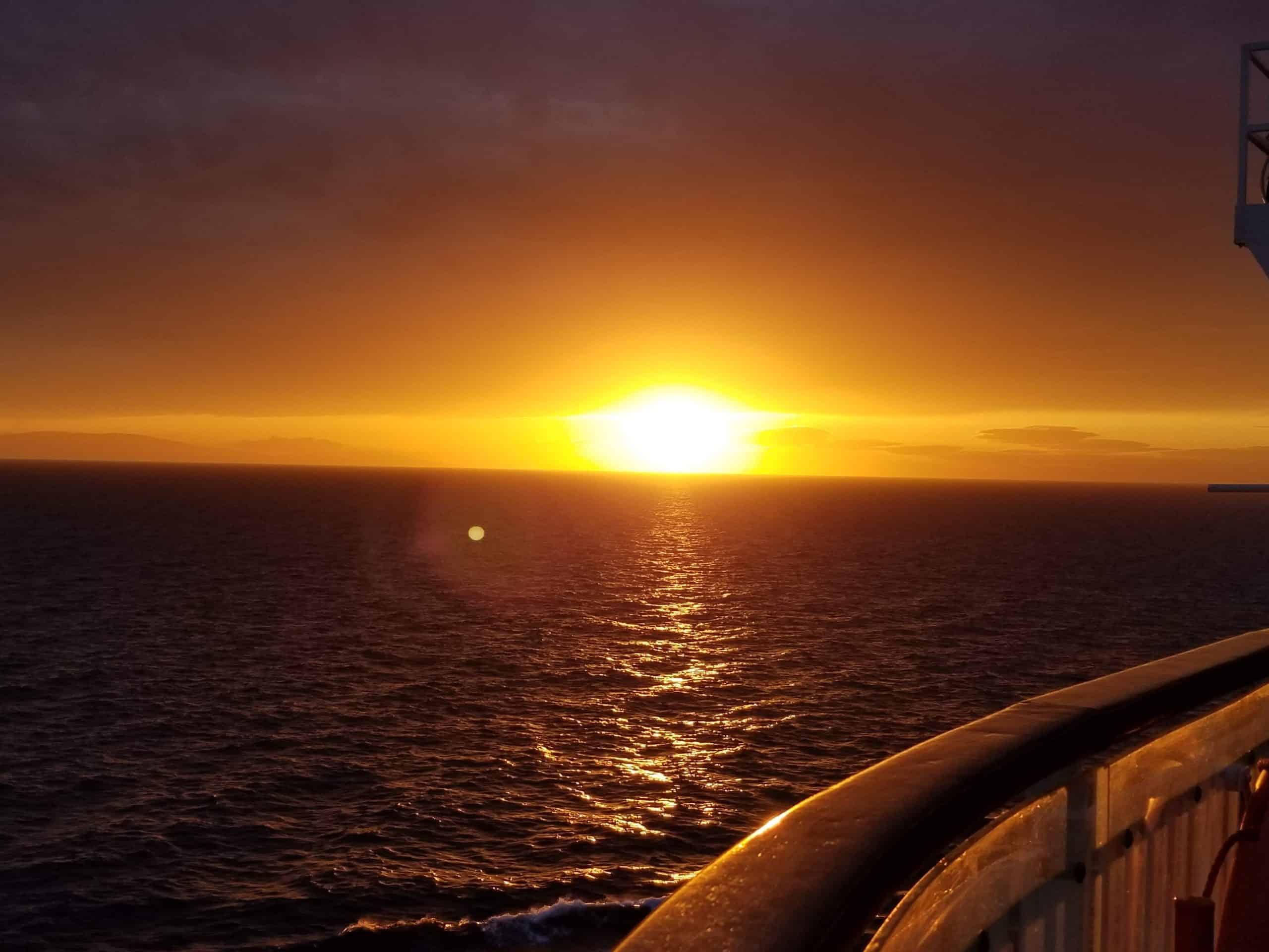 Sunset from a cruise balcony