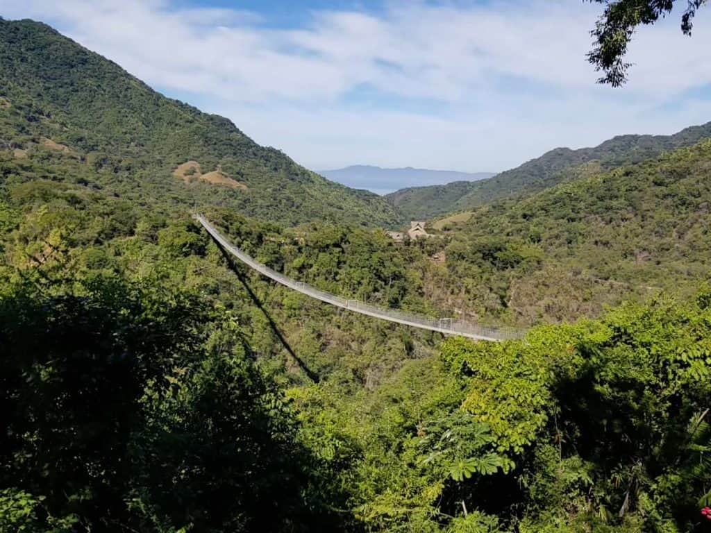 Long Suspension Bridge between Mountains