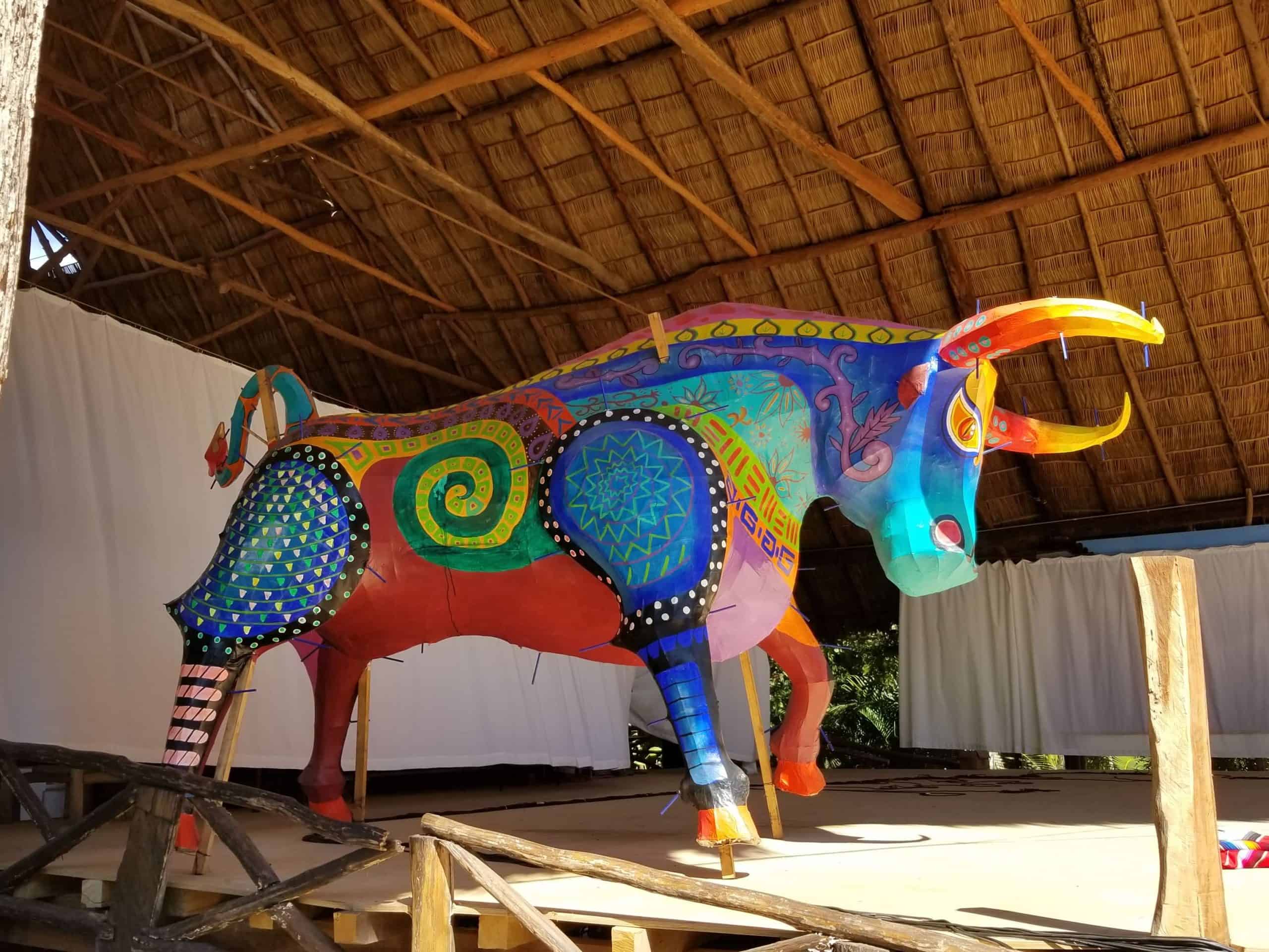 colorful bull statue