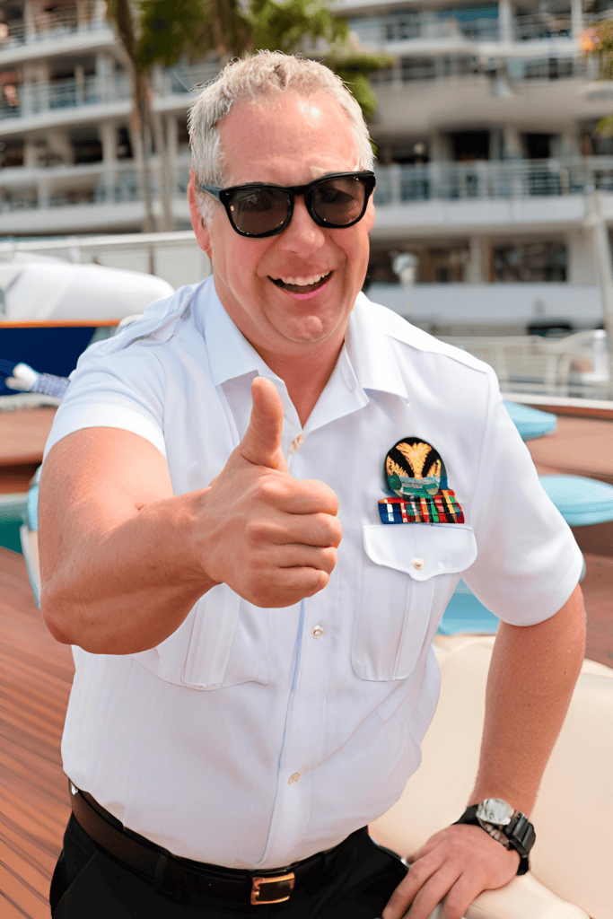 Happy cruise captain giving a thumbs up