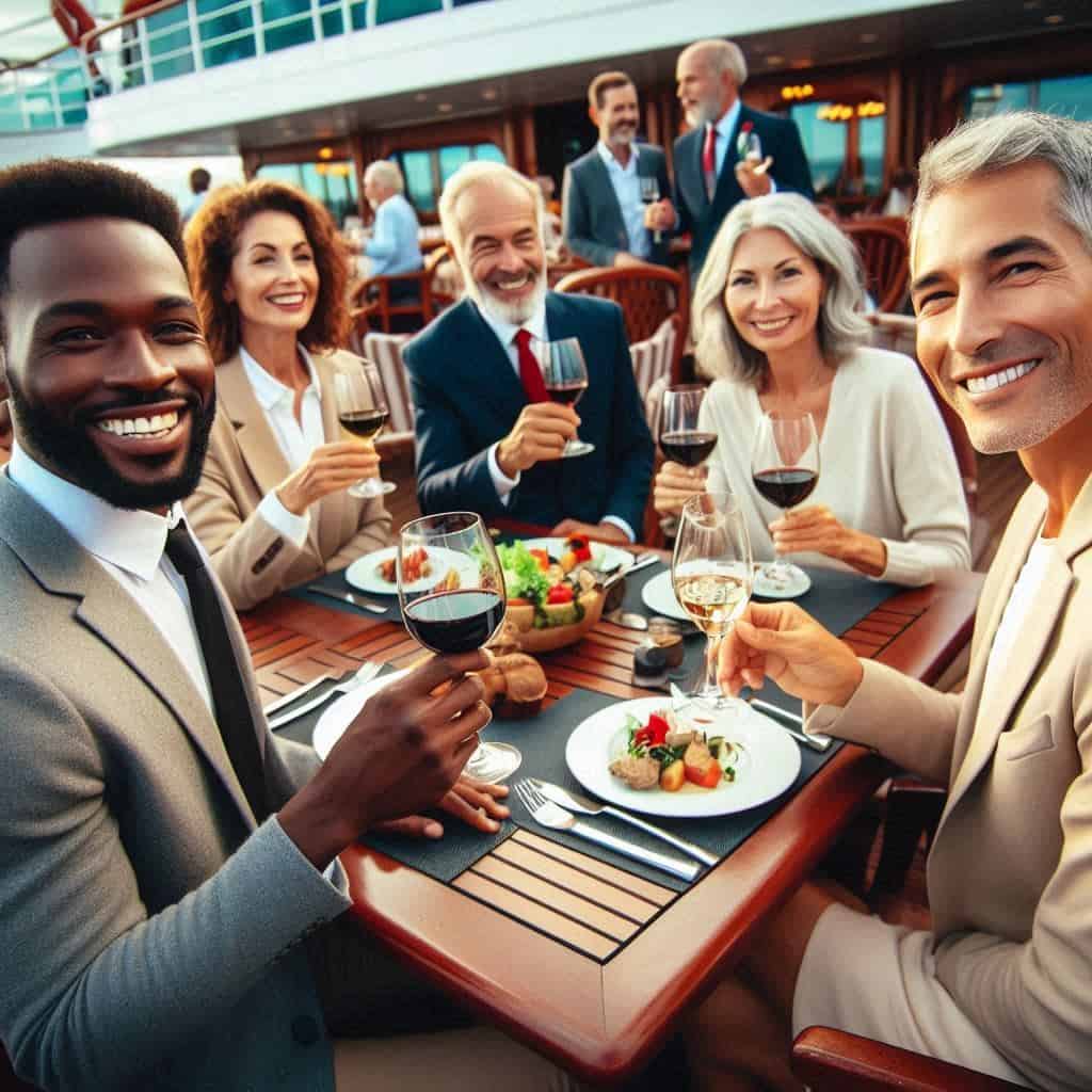 ai dinner with new people on a cruise ship