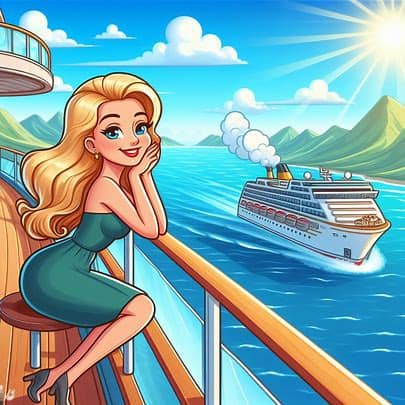 AI Woman on balcony of a cruise ship