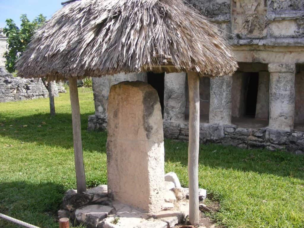 mini Palapa covering a Mayan Ruins stone 