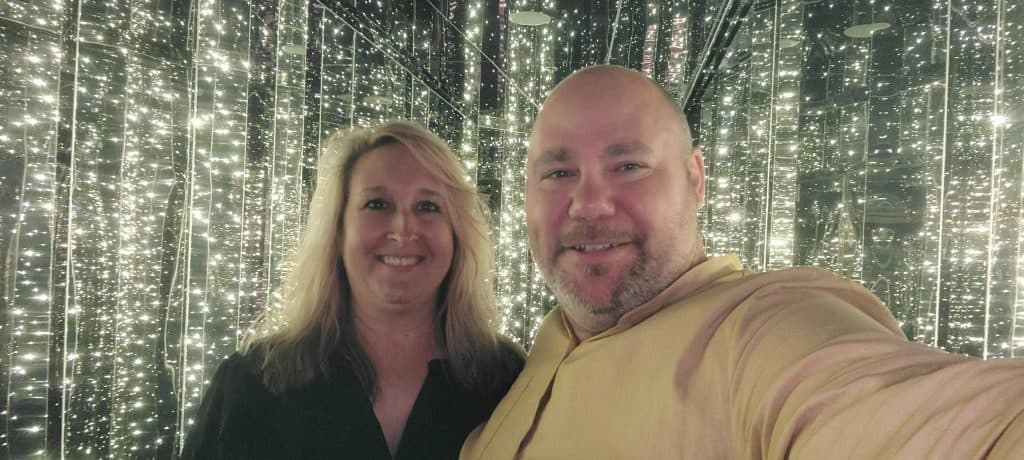 Selfie in the glitter hallway on a vrigin voyages ship