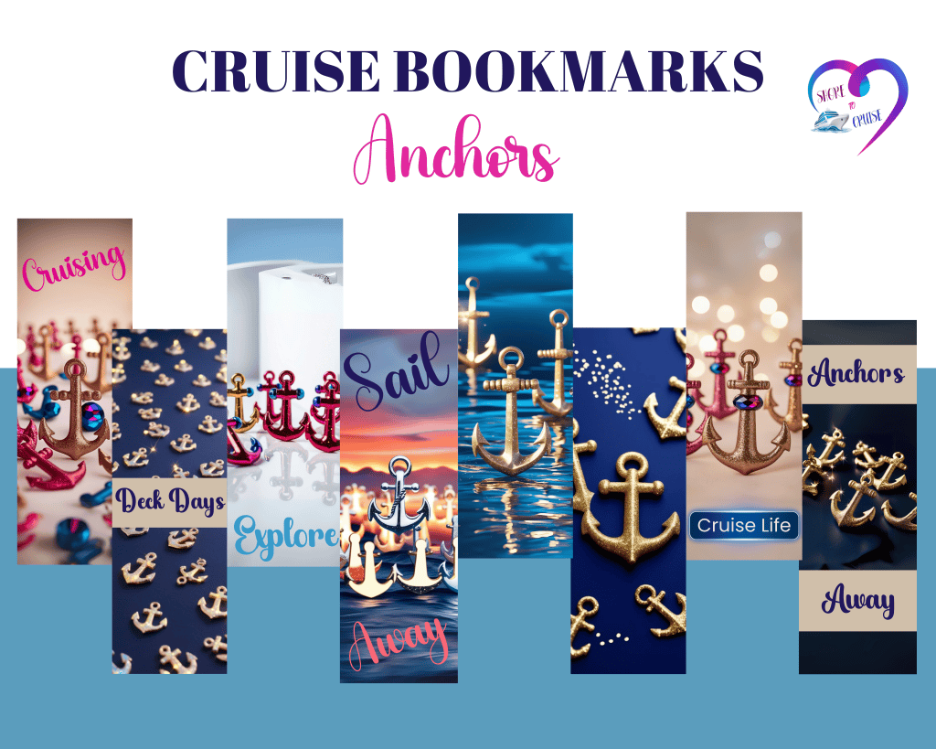 Mockup of 8 Cruise anchor bookmarks