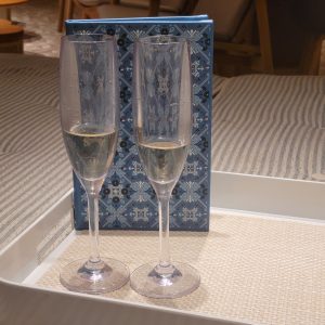 Shake For Champagne on Virgin Voyages 2 glasses of champagne