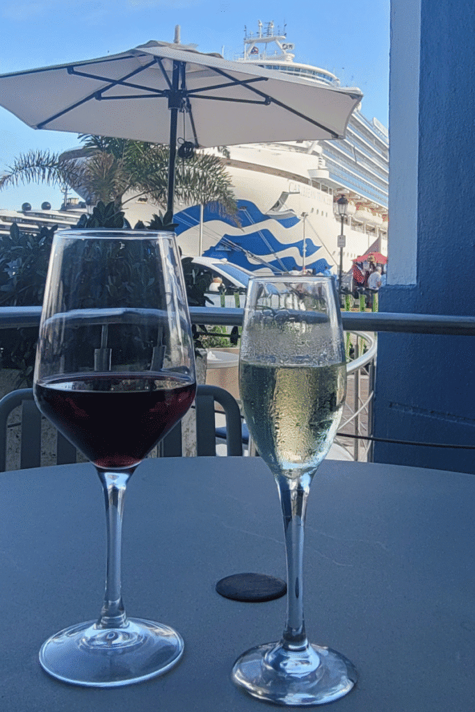 2 Drinks with a Princess Cruise Ship in the Background