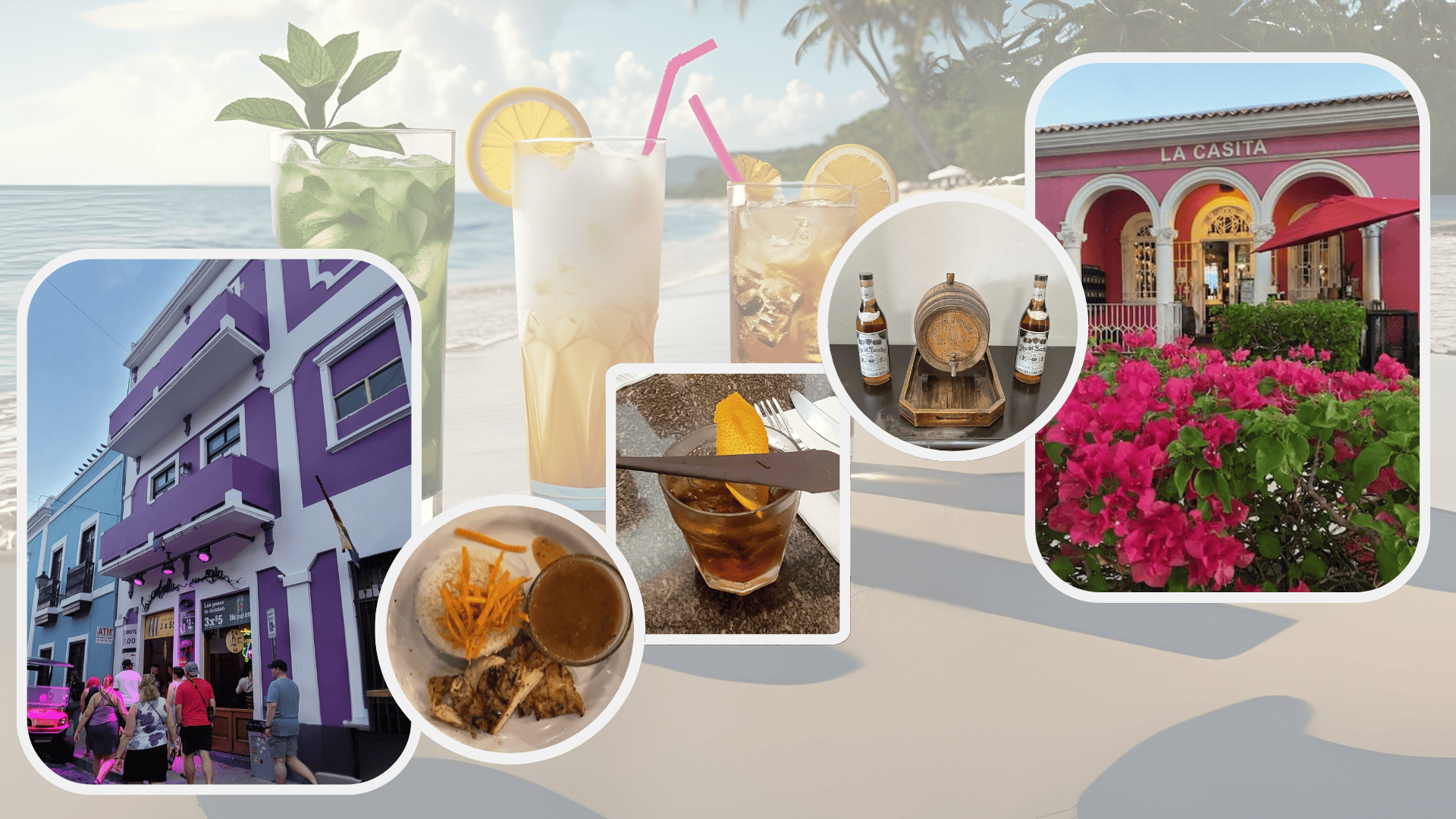 SAn Juan Food and rum tour graphic with cocktails