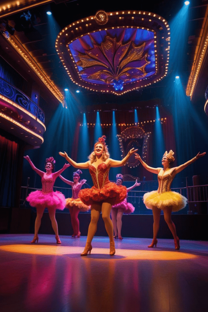 3 Women onstage dressed for a broadway production