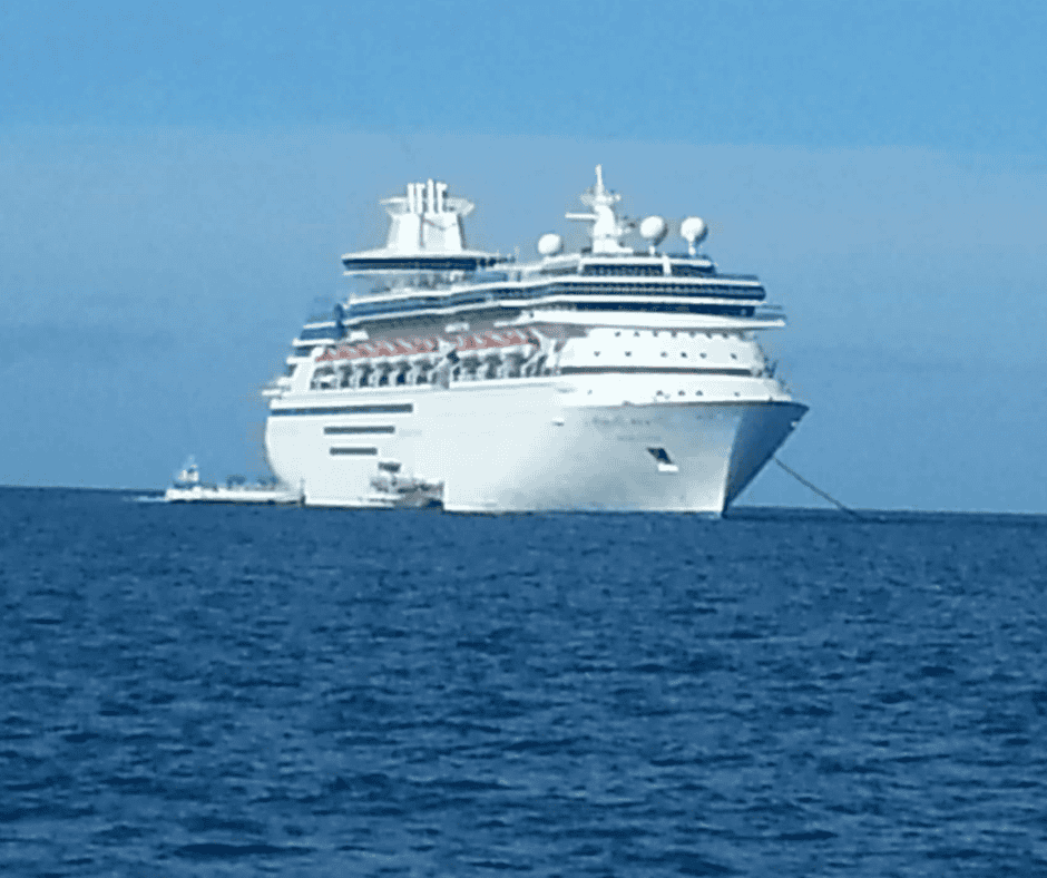 NCL Spirit Cruise ship anchored in the ocean