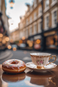 Ai ciupof tea and donut in London