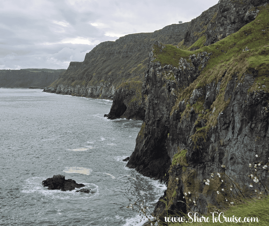 Overcast coastline in Northern Ireland – typical British Isles cruise weather to pack for
