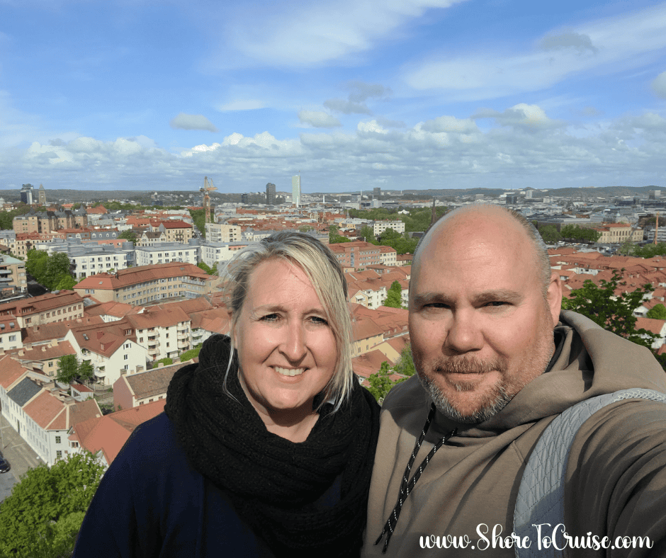 Travelers in Sweden dressed in light layers and sweatshirts, ideal outfits for cool spring weather on a Northern Europe cruise.