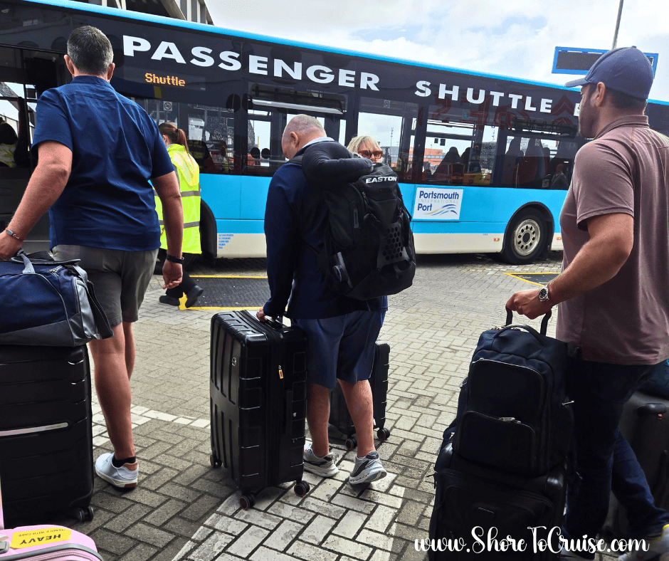 Rolling luggage to the cruise shuttle – travel day essentials for a British Isles cruise.