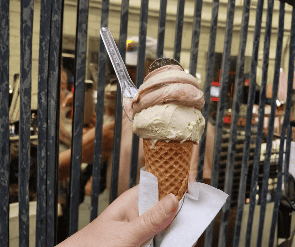 Gelato cone in Florence, Italy — a must-try treat during a Mediterranean cruise shore excursion.